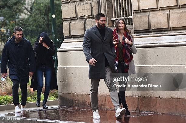 Nikola Karabatic and Geraldine Pillet and Luka Karabatic and Jennifer Priez during a trial with 15 other people, on fraud charges over alleged...