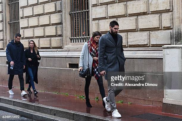 Nikola Karabatic and Geraldine Pillet and Luka Karabatic and Jennifer Priez during a trial with 15 other people, on fraud charges over alleged...