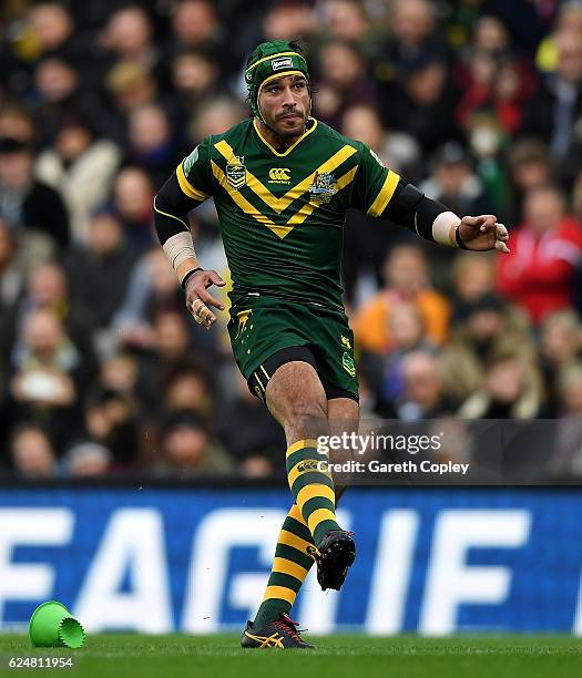 Johnathan Thurston of Australia during the Four Nations match between the New Zealand Kiwis and Australian Kangaroos at Anfield on November 20, 2016...