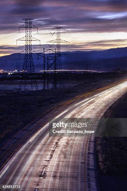 pylons and i-70 in sigurd, utah - image1 stock pictures, royalty-free photos & images