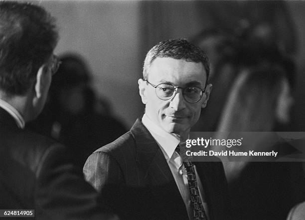 White House Chief of Staff John Podesta at a diplomatic reception for Argentinian President Carlos Menem at the White House on January 11, 1999.