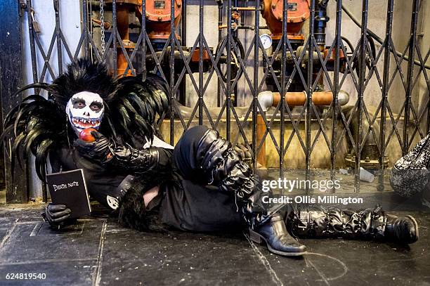 Cosplayer dressed as Shinigami from Death Note on day 2 of the November Birmingham MCM Comic Con at the National Exhibition Centre in Birmingham, UK...