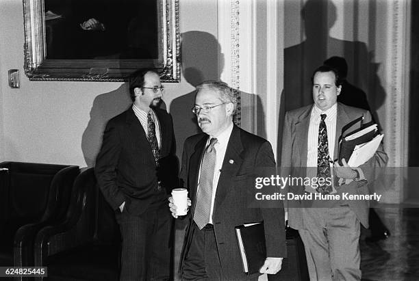 Congressman Bob Barr , one of the 13 Republican congressmen who managed the House Impeachment Trial of Bill Clinton, arriving at the US Senate...