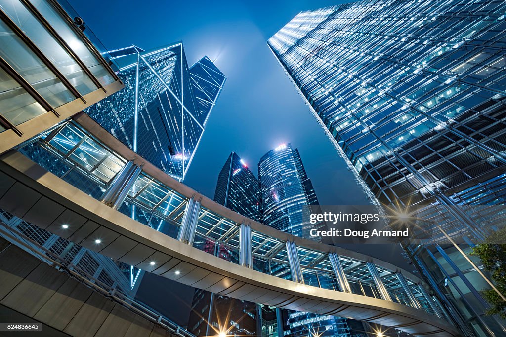 Bank of China Tower at dusk, Hong Kong