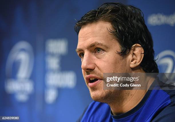 Dublin , Ireland - 21 November 2016; Mike McCarthy of Leinster during a press conference at UCD in Dublin.