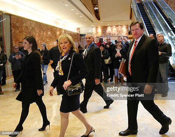 Oklahoma Governor Mary Fallin arrives at Trump Tower on November 21, 2016 in New York City. President-elect Donald Trump and his transition team are...