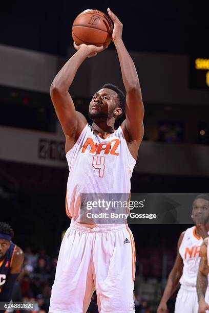 Gracin Bakumanya of the Northern Arizona Suns shoots the ball against the Salt Lake City Stars on November 19 at Precott Valley Event Center in...