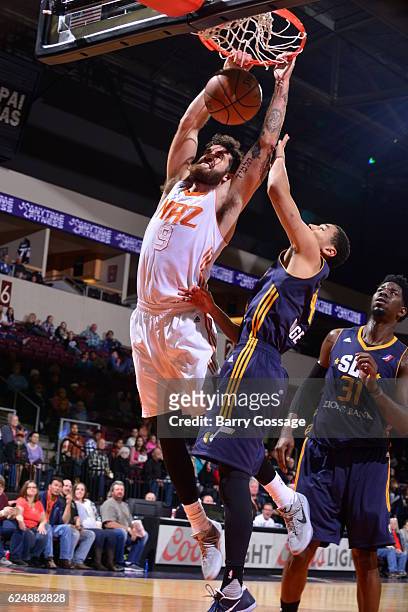 Daniel Alexander of the Northern Arizona Suns dunks the ball against the Salt Lake City Stars on November 19 at Precott Valley Event Center in...