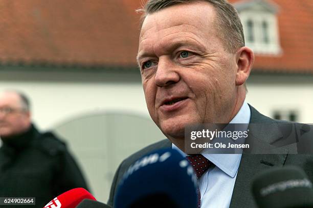 Prime Minister Lars Lokke Ramussen briefs the press about the negotiations with The Liberal Alliance and the Conservative party for forming a new...