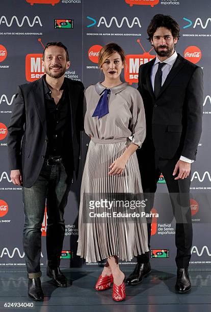 Director Salvador Calvo , actress Blanca Suarez and actor Ruben Cortada attend 'Lo que escondian sus ojos' premiere at Cineteca Matadero on November...