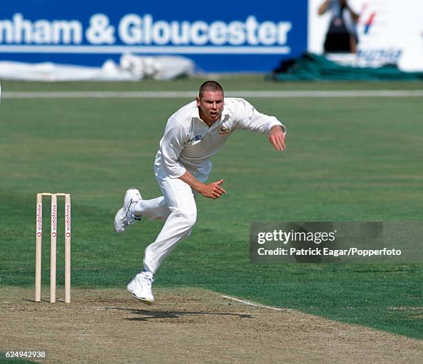 Ashley Noffke bowling for Australia during the tour match between Hampshire and the Australians at The Rose Bowl, Southampton, 28th July 2001.
