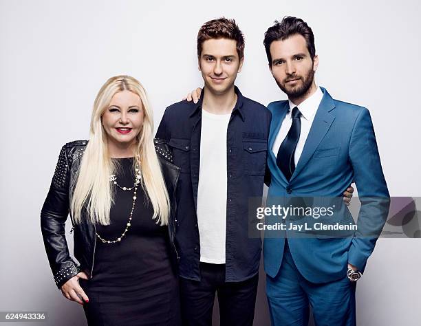 Producer Lady Monika Bacardi, Actor Nat Wolf and producer Andrea Iervolino, from the film In Dubious Battle, pose for a portraits at the Toronto...