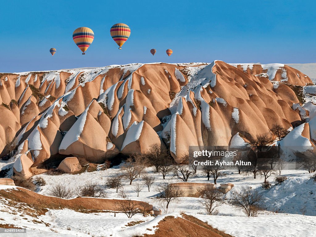 Hot Air Ballooning at winter in Cappadocia,Turkey