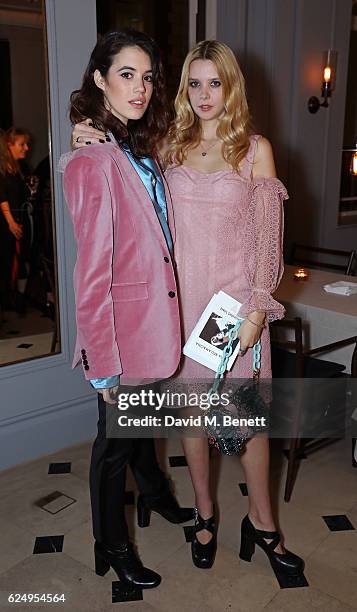 Gala Gordon and Greta Bellamacina attend a live poetry reading event at Thomas's, Burberry's all-day British cafe located on 5 Vigo Street, on...