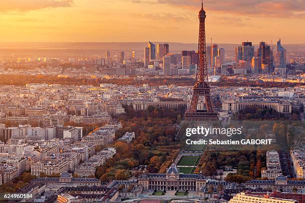 paris last light from montparnasse in autumn - tour montparnasse stock pictures, royalty-free photos & images