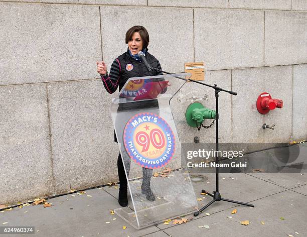 Amy Kule attends the unveiling of the 90th Macy's Thanksgiving day parade plaque on November 21, 2016 in New York City.