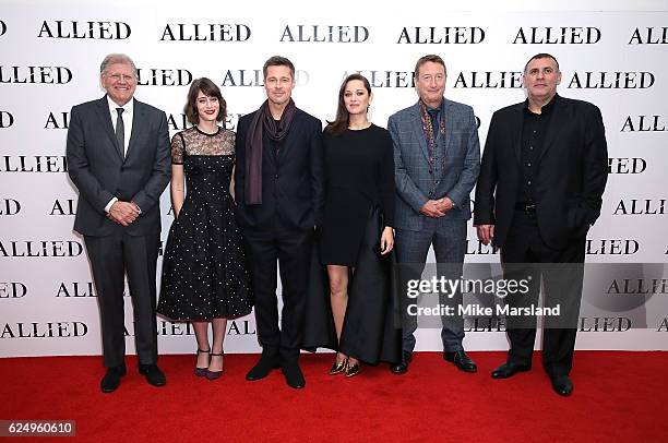 Robert Zemeckis, Lizzy Caplan, Brad Pitt, Marion Cotillard, Steven Knight and Graham King attend the UK Premiere of the Paramount Pictures Film...