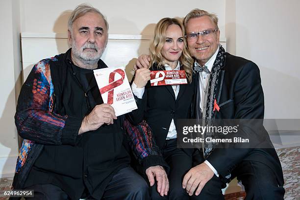 Udo Walz, Katherine Mehrling and Rene Koch attend the Artists Against Aids Gala at Stage Theater des Westens on November 16, 2016 in Berlin, Germany.
