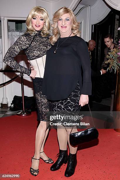 Biggy van Blond and Ades Zabel attend the Artists Against Aids Gala at Stage Theater des Westens on November 16, 2016 in Berlin, Germany.