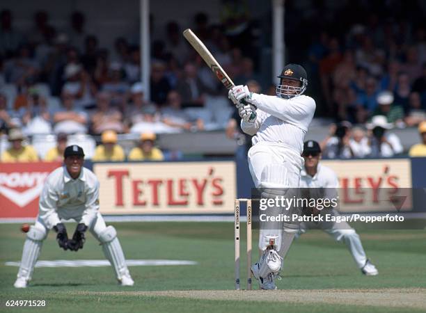 Australia captain Mark Taylor batting during the 5th Test match between England and Australia at Trent Bridge, Nottingham, 7th August 1997. The...