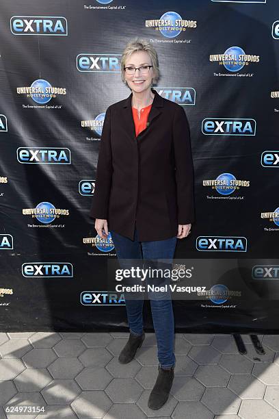 Jane Lynch visits "Extra" at Universal Studios Hollywood on November 21, 2016 in Universal City, California.