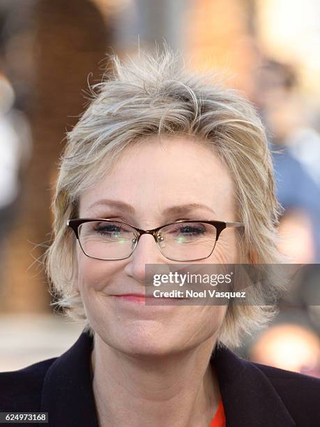 Jane Lynch visits "Extra" at Universal Studios Hollywood on November 21, 2016 in Universal City, California.