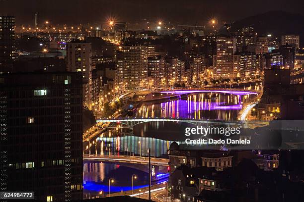 liege by night - liege belgium stock pictures, royalty-free photos & images