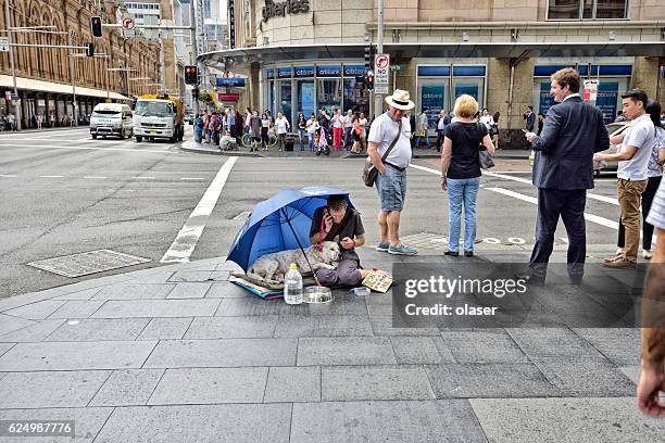 beggar/homeless on the streets of sydney - homelessness stock pictures, royalty-free photos & images
