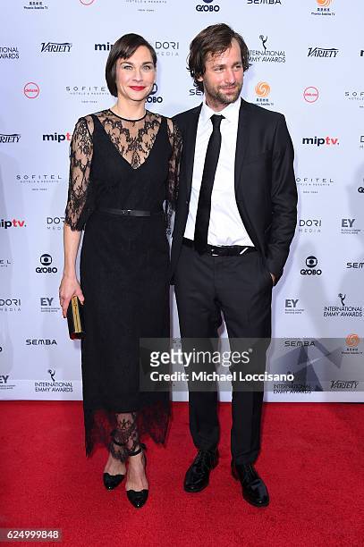 Christiane Paul and Florian Stetter attend the 44th International Emmy Awards at New York Hilton on November 21, 2016 in New York City.