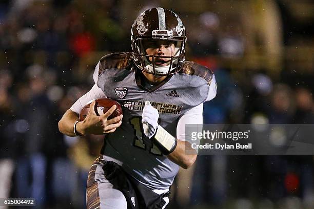 Zach Terrell of the Western Michigan Broncos runs with the ball in the fourth quarter against the Buffalo Bulls at Waldo Field on November 19, 2016...