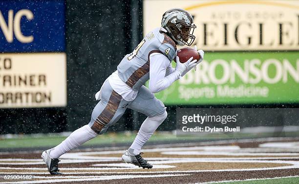 Darius Phillips of the Western Michigan Broncos runs with the ball in the first quarter against the Buffalo Bulls at Waldo Field on November 19, 2016...
