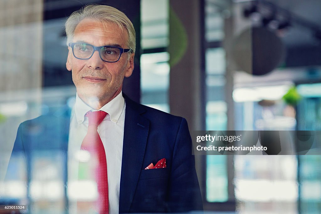 Businessman is standing in his office