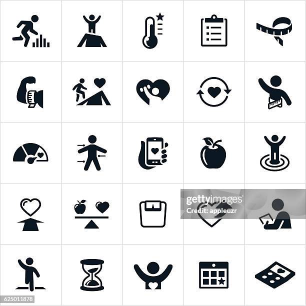 bildbanksillustrationer, clip art samt tecknat material och ikoner med fitness goals icons - arms outstretched