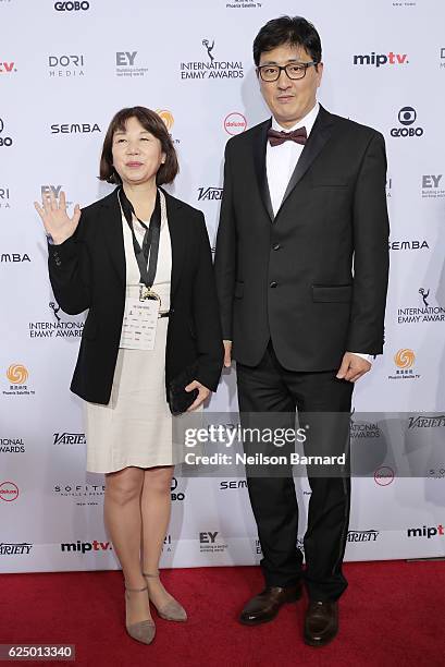 Hae-Ran Kim and Woo-Yong Song attend the 44th International Emmy Awards at New York Hilton on November 21, 2016 in New York City.