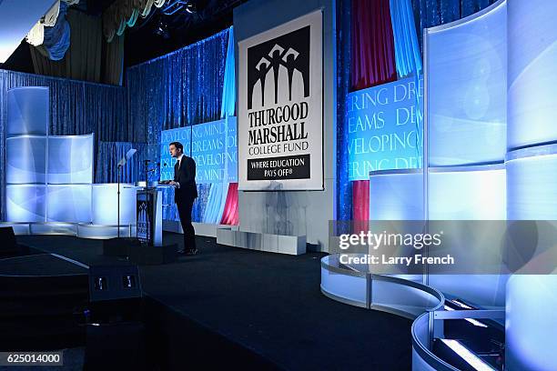 President of The Charles Koch Foundation Brian Hooks speaks onstage during the Thurgood Marshall College Fund 28th Annual Awards Gala at Washington...