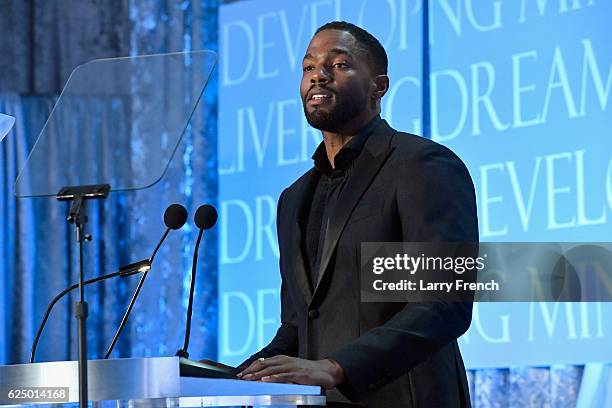Actor Tobias Truvillion speaks onstage during the Thurgood Marshall College Fund 28th Annual Awards Gala at Washington Hilton on November 21, 2016 in...