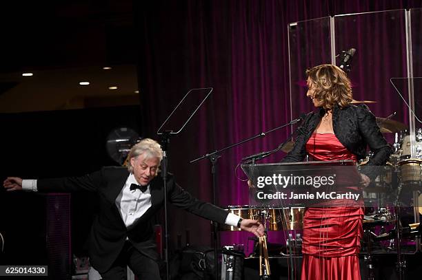 Sir Bob Geldof and Honoree Heloise Pratt onstage at the 2016 Angel Ball hosted by Gabrielle's Angel Foundation For Cancer Research on November 21,...