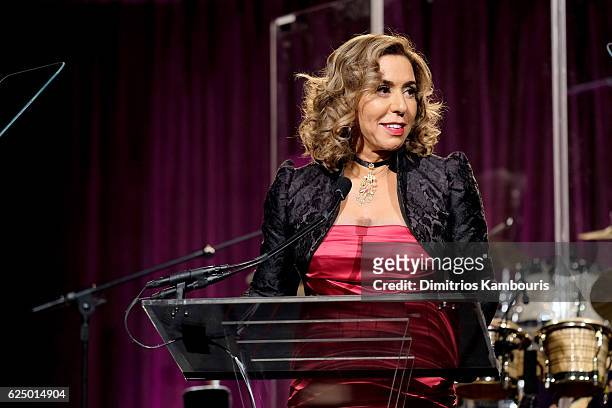 Honoree Heloise Pratt speaks onstage at the 2016 Angel Ball hosted by Gabrielle's Angel Foundation For Cancer Research on November 21, 2016 in New...