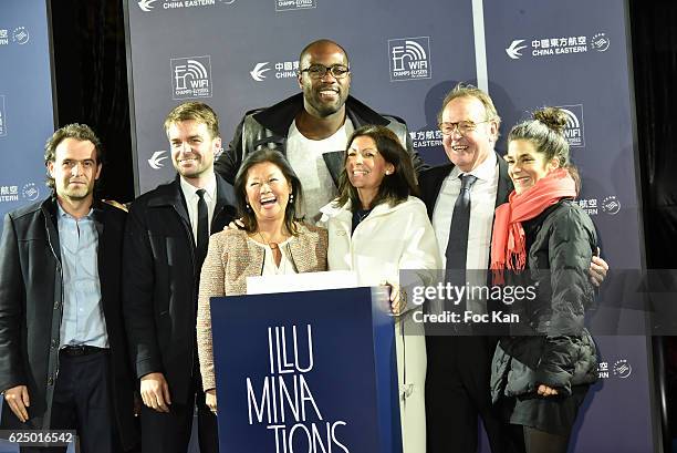 Mayor from a Colombian city, Paris 8th district Jeanne d'Hautesserres, Bruno Julliard, Paris mayor Anne Hidalgo, Judoka Champion Teddy Riner, Champs...