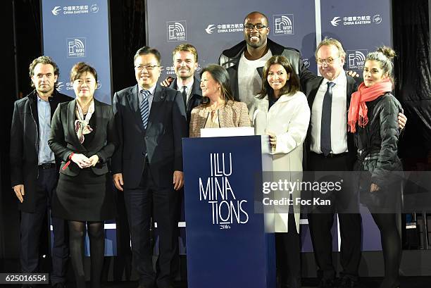 Mayor from a Colombian city, Paris 8th district Jeanne d'Hautesserres, Bruno Julliard, Paris mayor Anne Hidalgo, Judoka Champion Teddy Riner, Champs...