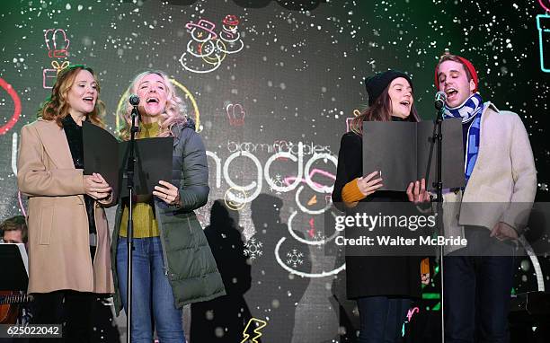 Jennifer Laura Thompson, Rachel Bay Jones, Laura Dreyfuss and Ben Platt from the new Broadway Musical 'Dear Evan Hansen' perform during the 2016...