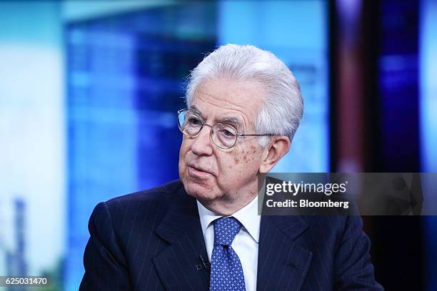 Mario Monti, Italy's former prime minister, speaks during a Bloomberg Television interview in London, U.K., on Tuesday, Nov. 22, 2016. Italy Premier...