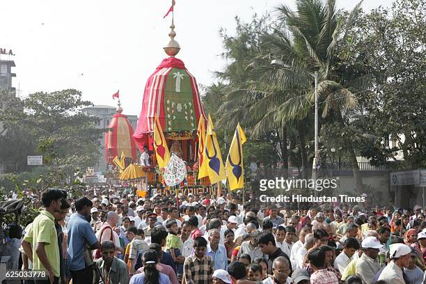 Hare Rame Hare Krishna - Devotees of Lord Jagannath at the annual Rath Yatra Organised by Iskcon, Juhu -