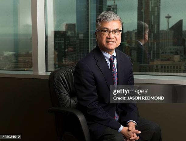 Gary Locke, Former US ambassador to China, is pictured at the offices of Davis Wright Tremaine LLP in Seattle, Washington, on November 15, 2016. Gary...