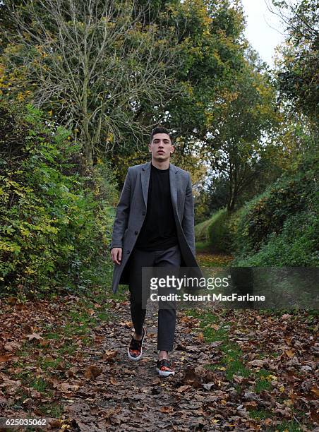 Arsenal's Hector Bellerin poses during a photo shoot at London Colney on November 11, 2016 in St Albans, England.