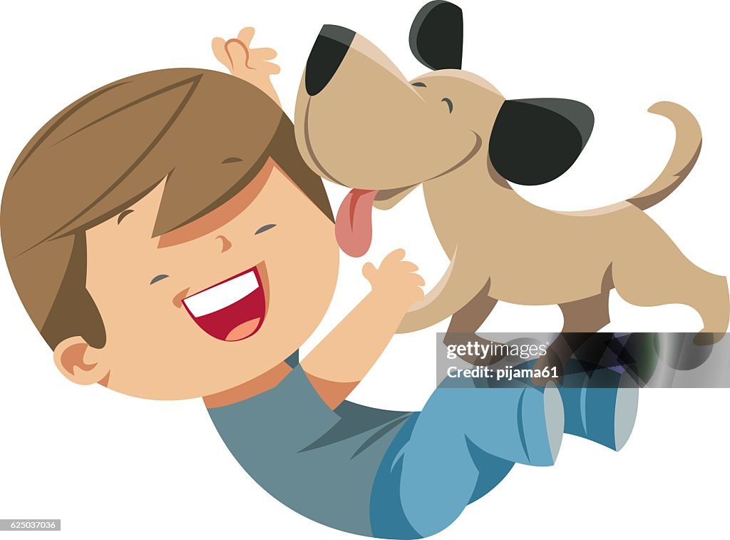 Dog Loves The Boy High-Res Vector Graphic - Getty Images