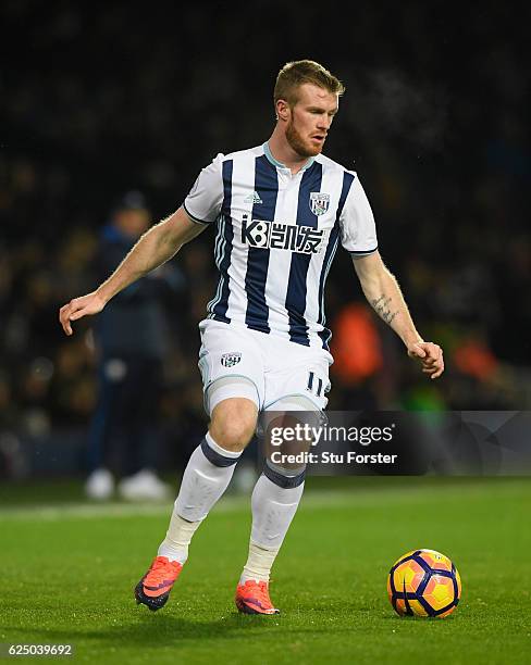 West Brom player Chris Brunt in action during the Premier League match between West Bromwich Albion and Burnley at The Hawthorns on November 21, 2016...