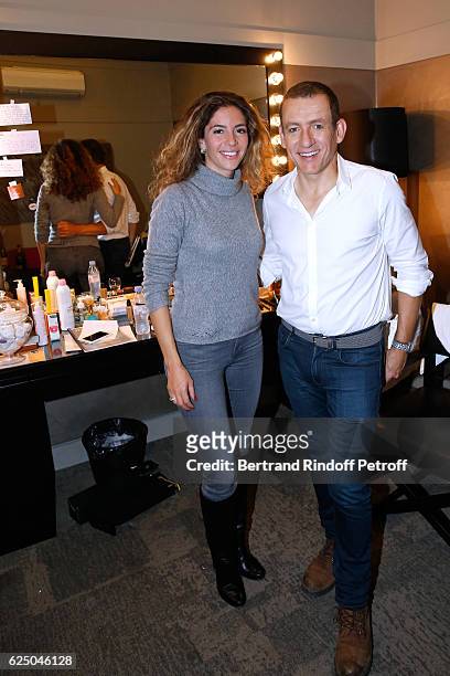 Danny Boon and his wife Yael pose Backstage after the "Dany De Boon Des Hauts-De-France" Show at L'Olympia on November 9, 2016 in Paris, France.