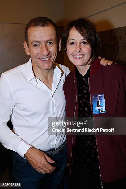 Danny Boon and actress Valerie Bonneton pose Backstage after the "Dany De Boon Des Hauts-De-France" Show at L'Olympia on November 9, 2016 in Paris,...