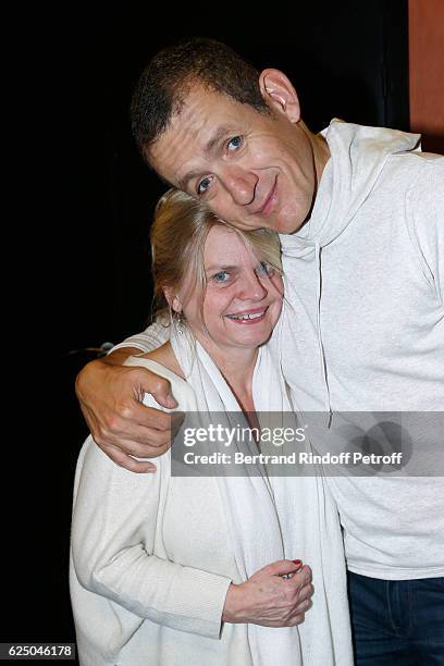 Stage Director of the show Isabelle Nanty and humorist Danny Boon pose Backstage after his "Dany De Boon Des Hauts-De-France" Show at L'Olympia on...